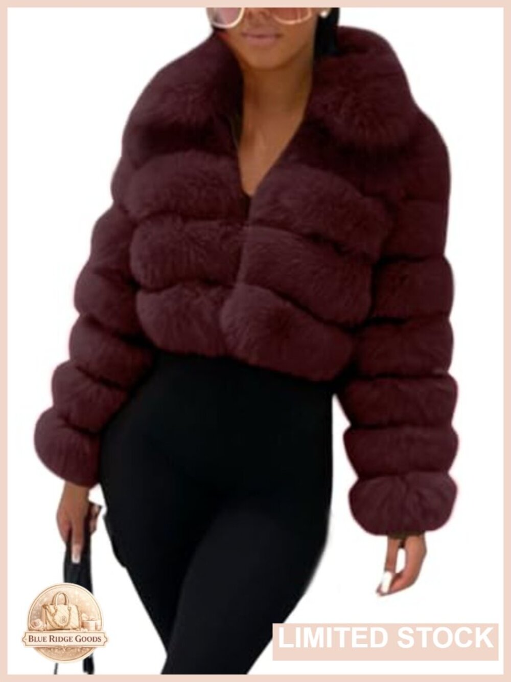 Faux Fur Cropped Puffer Jacket Zip Up Winter Warm Fuzzy Coat